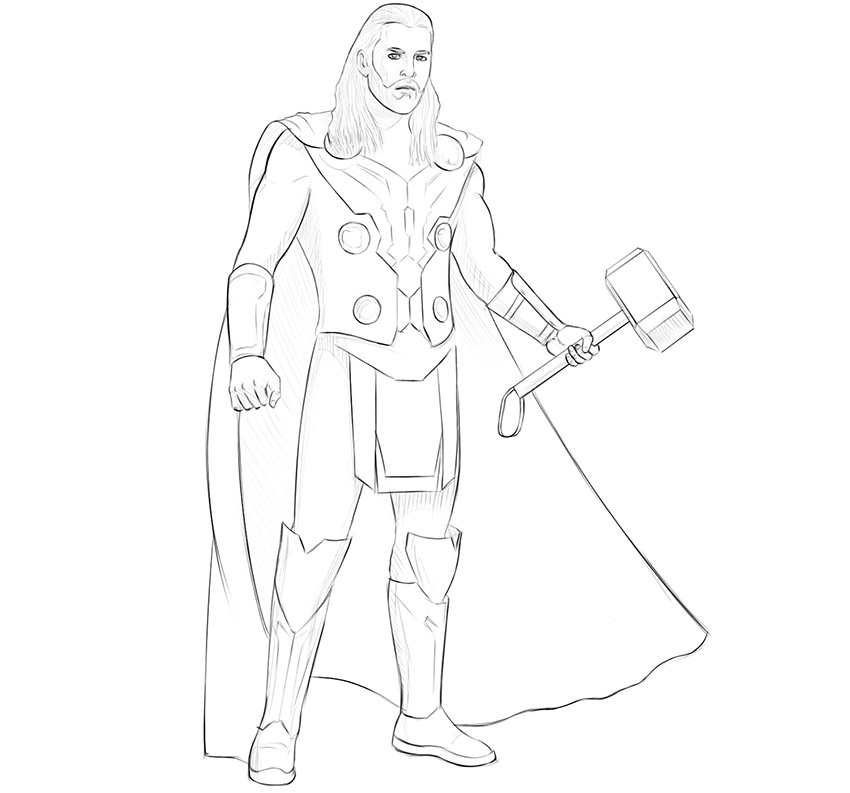 How to Draw Thor from Avengers - Geek-Blog.net