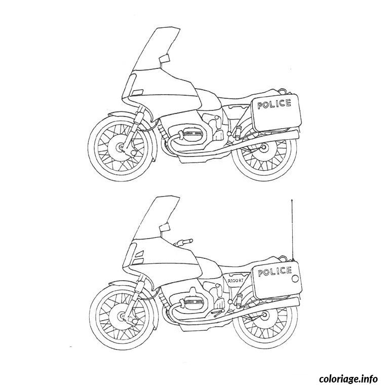 Coloriage moto de police - JeColorie.com
