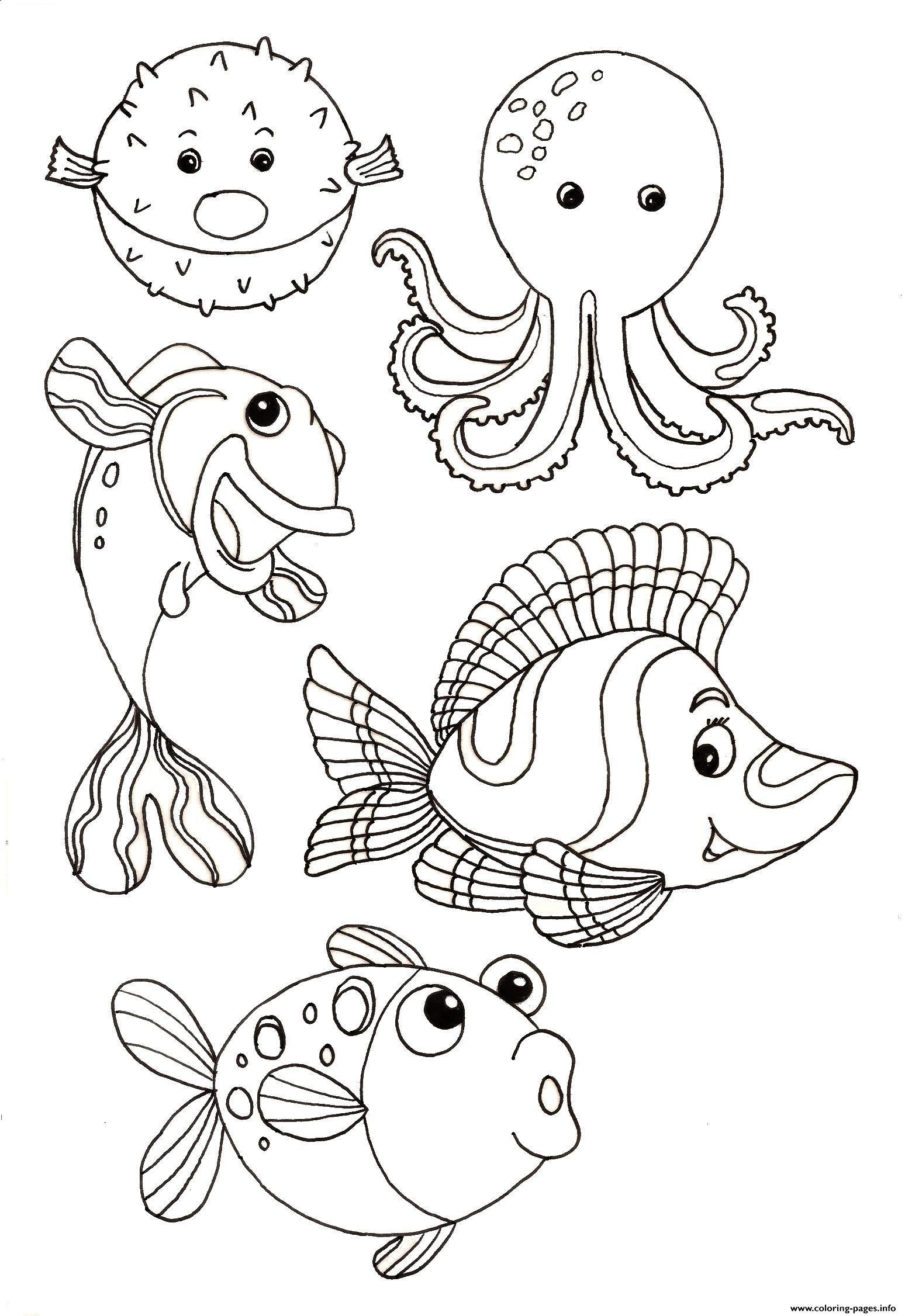 Animals From The Sea For Children Coloring page Printable