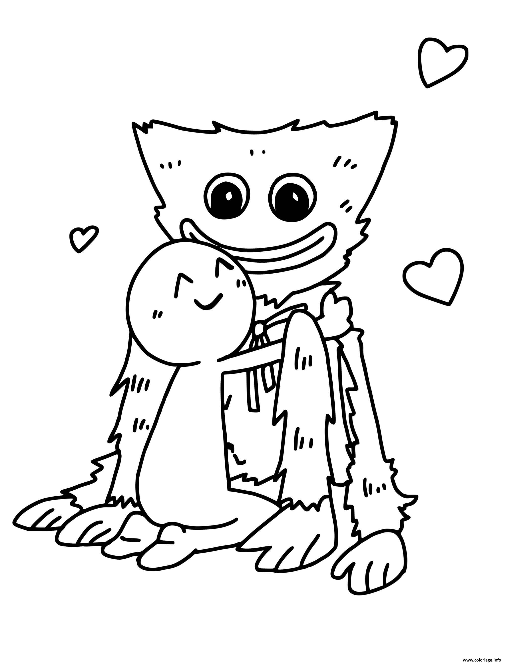 Coloriage Huggy Wuggy Love - JeColorie.com